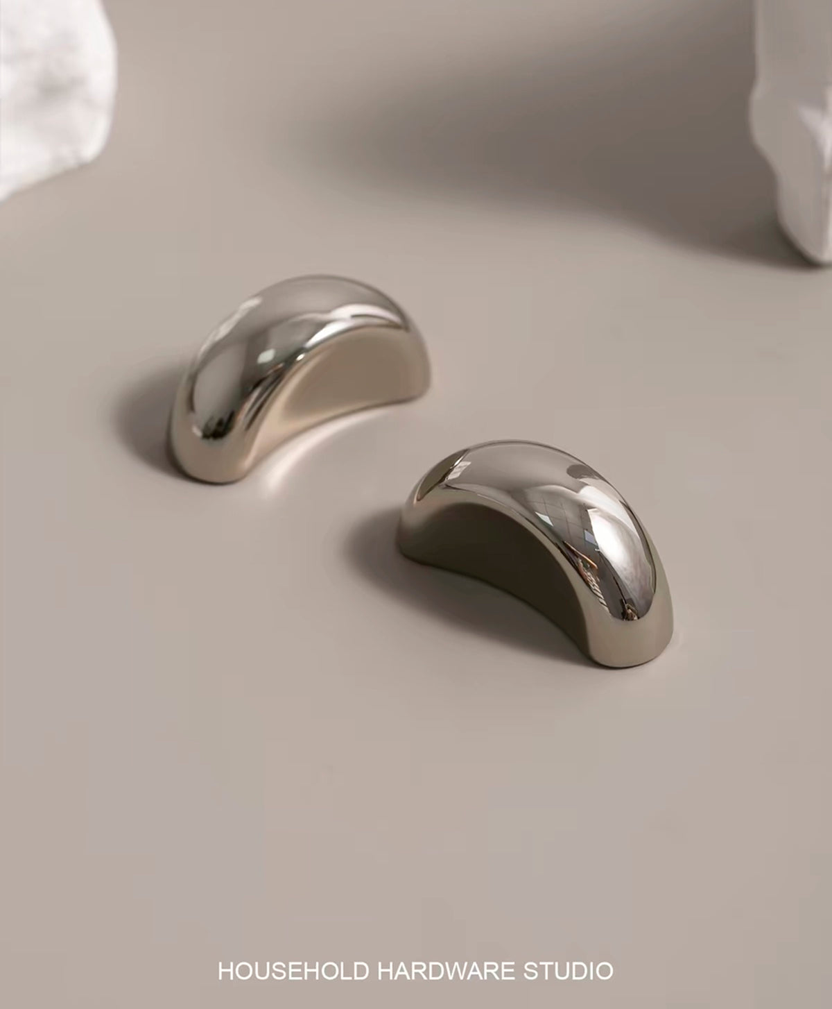 Mid-century titanium silver cabinet door handle