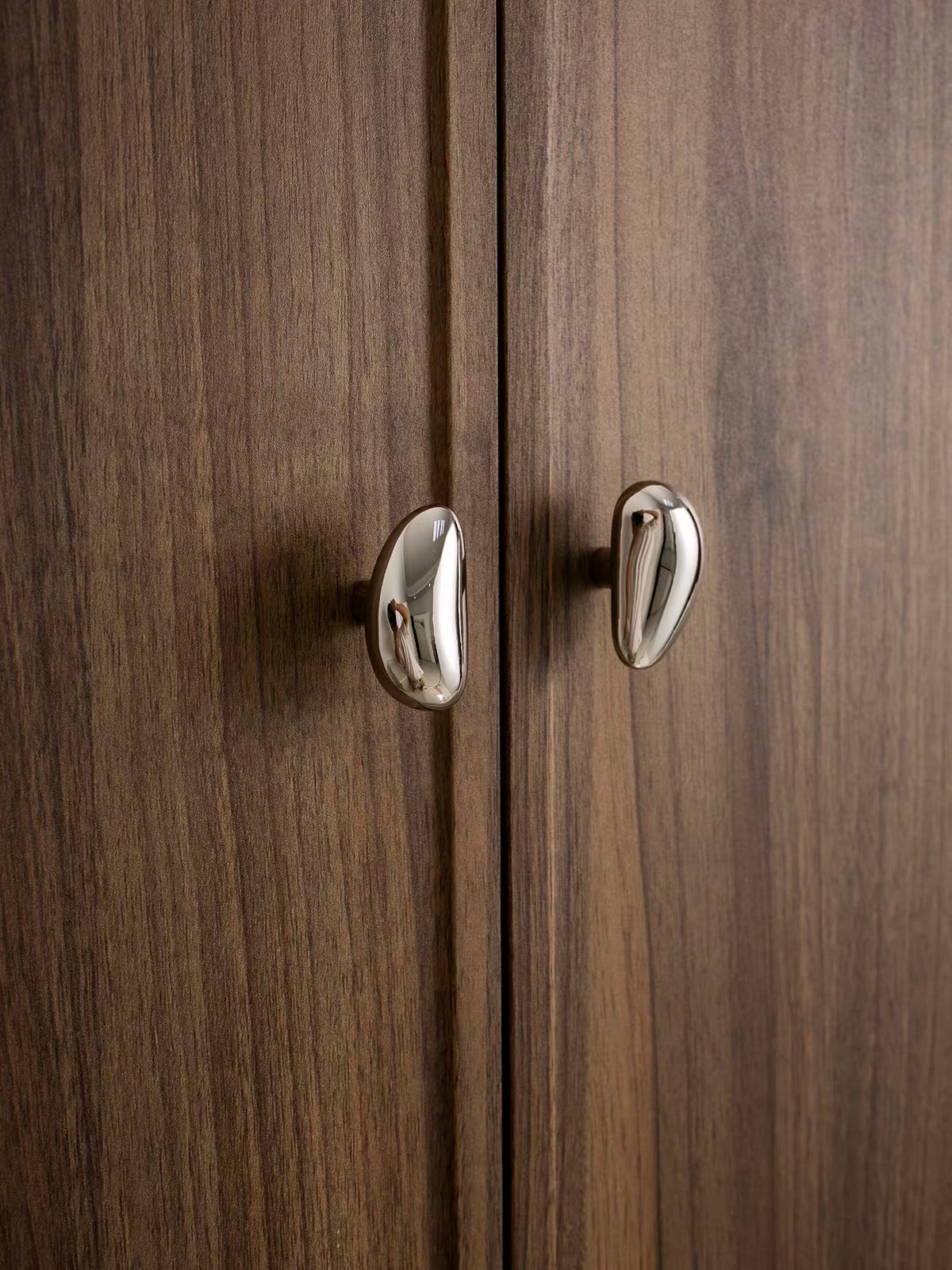 Pebble Shape Titanium Silver Cabinet Knob